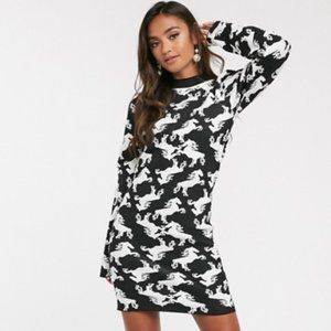 Horse jaquard knit mini dress